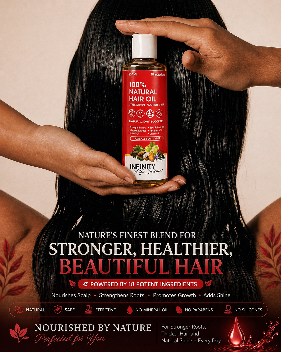 100 % NATURAL HAIR OIL 18 INGREDIENT BLEND
